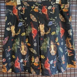 Modcloth Black Floral Midi Skirt